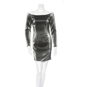 New! HANEY Off-the-Shoulder Metallic Dress